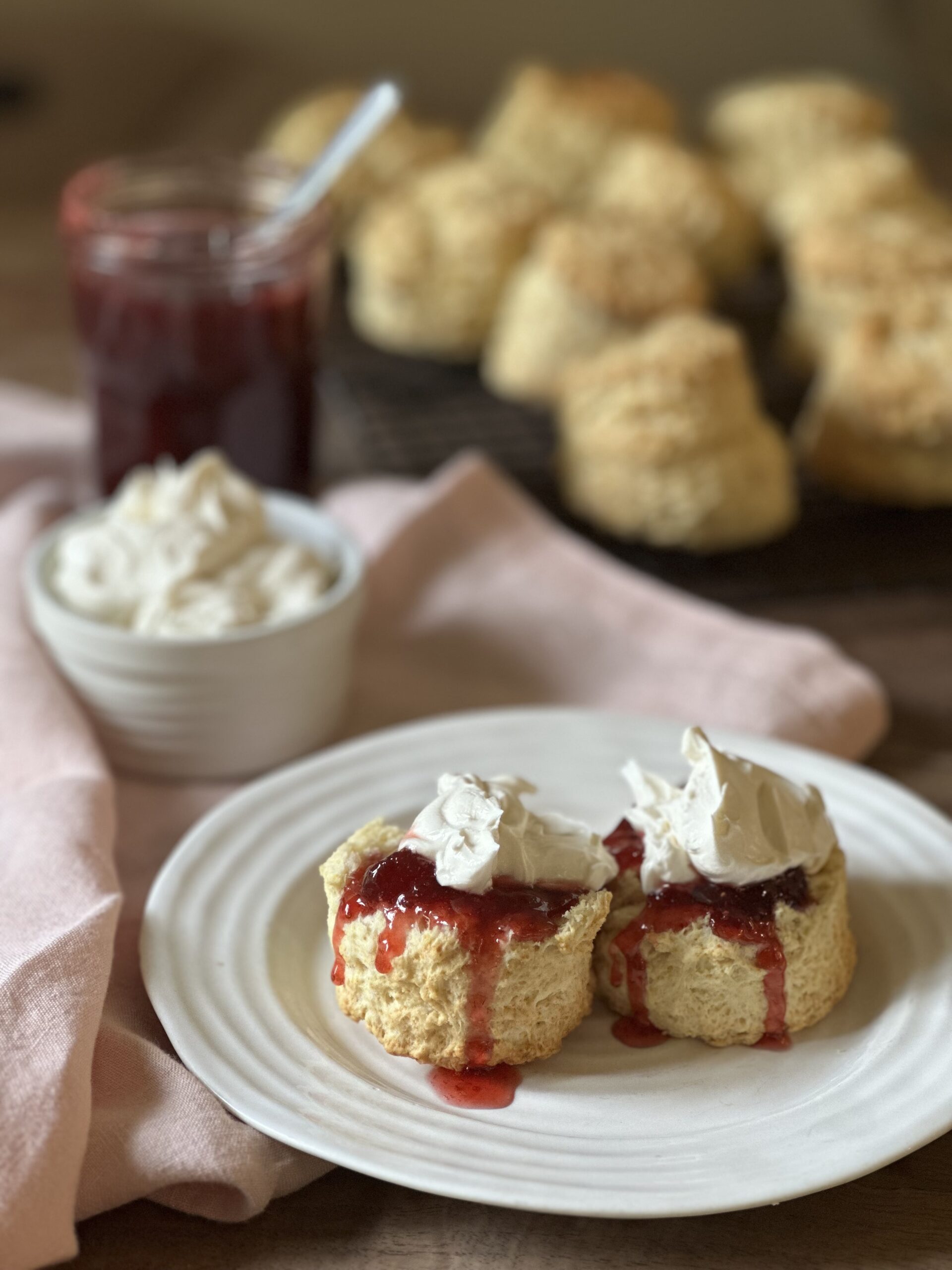 Scones with jam and cream
